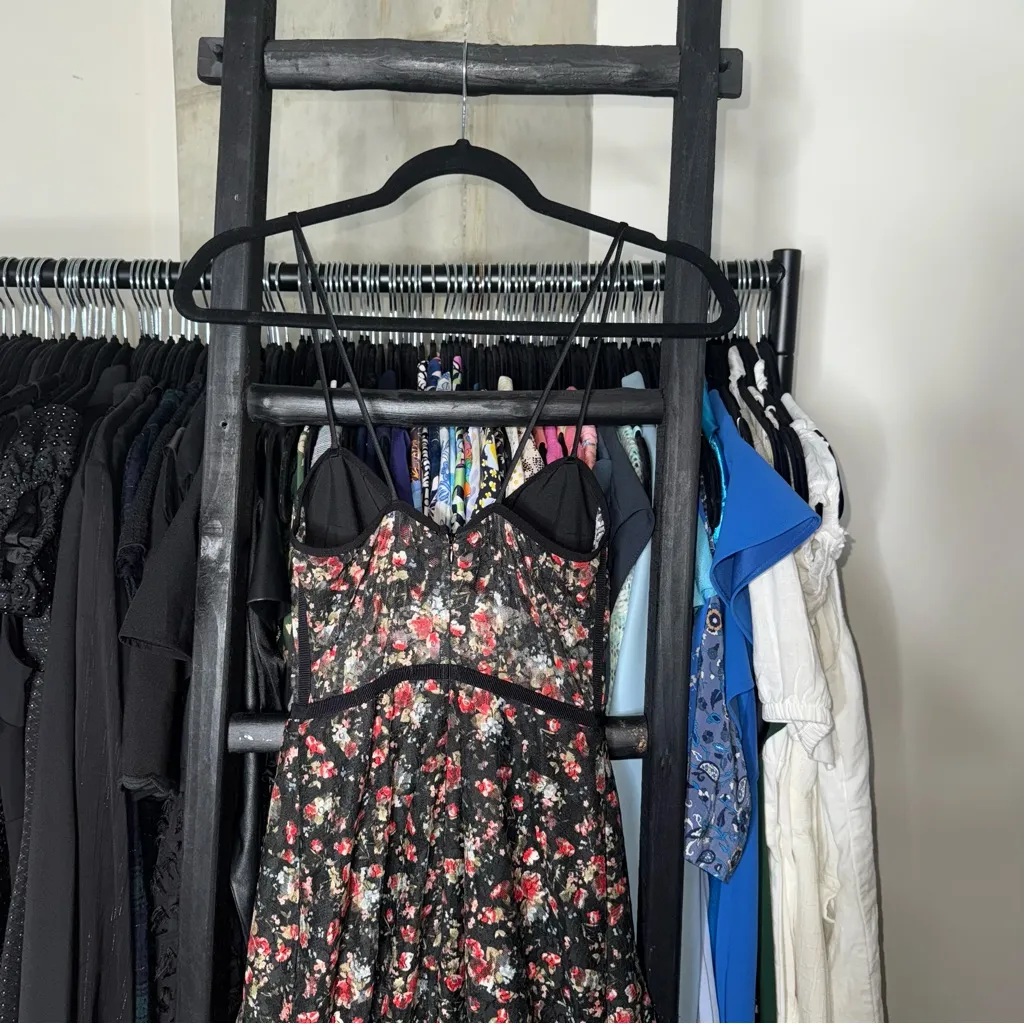 Allen Schwartz Eden Bustier Midi Dress Whimsigoth Cottage Goth Romantic Garden Black Size 0 - Image 16