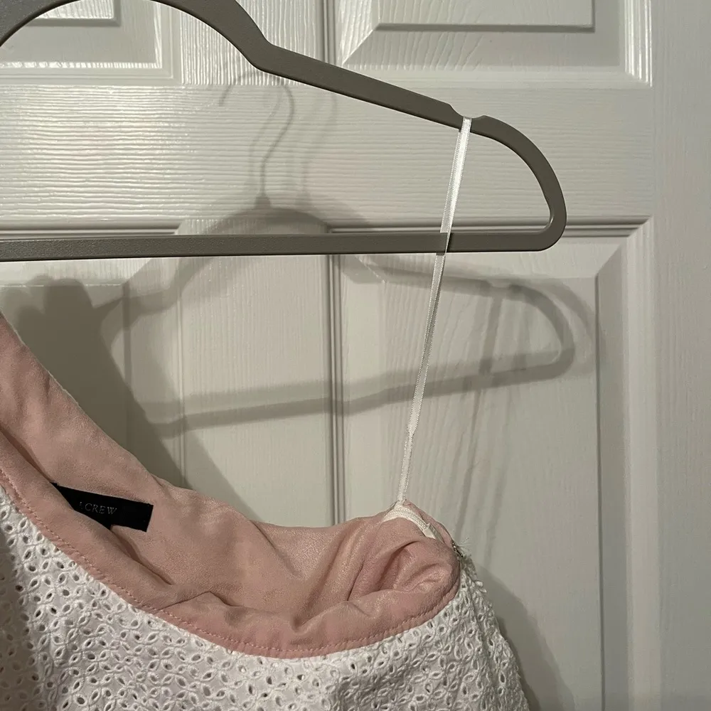 J Crew One Shoulder Eyelit Ruffle Blouse - Image 9