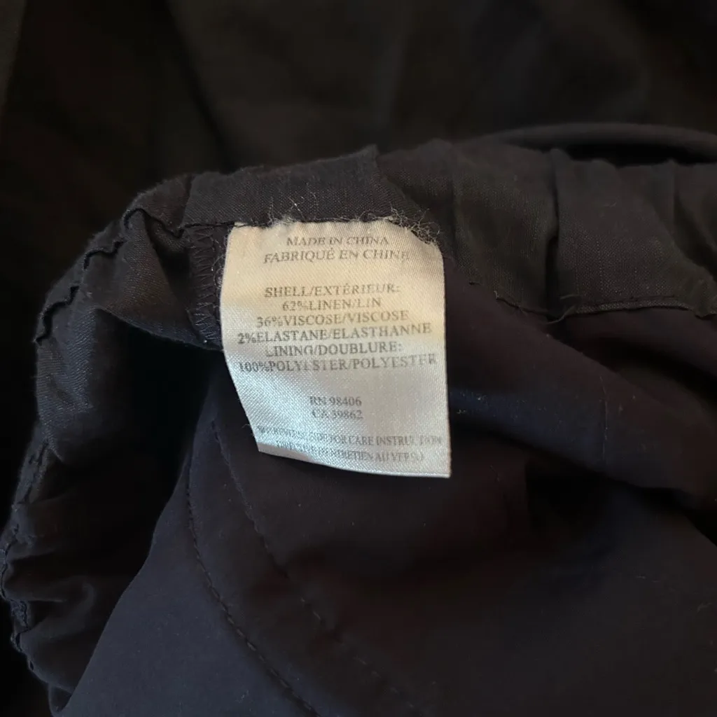 Theory Northsound Linen Blend Trouser Navy Blue Size T/TP Petite Small Elastic - Image 5