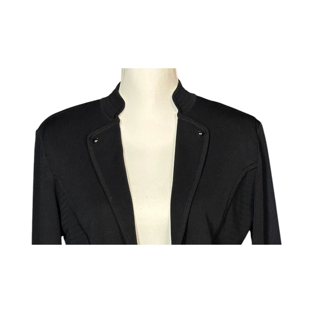 Ming Wang Jacket Cardigan Size XS Black Ribbed Long Sleeve Business Chic Work - Image 6