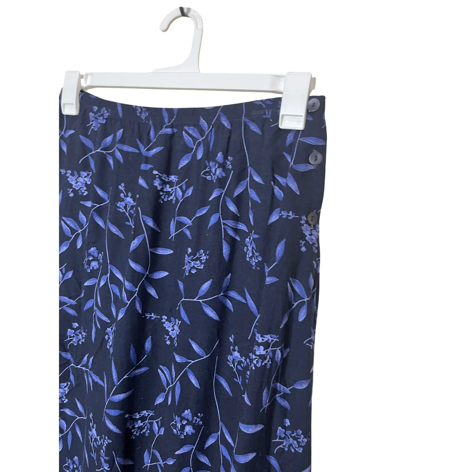 Vintage‎ Liz Baker Essentials Skirt Womens Large Maxi Floral Print Blue - Image 4