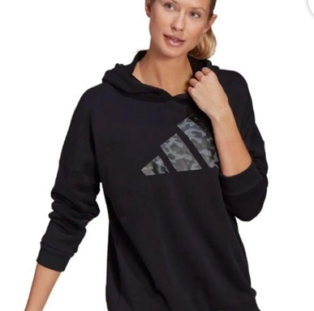 NWT Adidas future icons oversized pullover hoodie black and gray sweatshirt XS​​ - Image 3