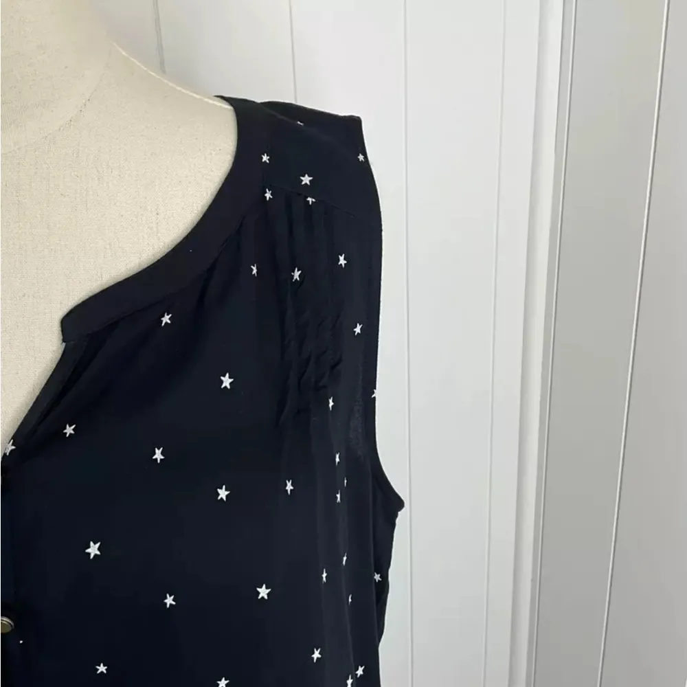 Sonoma Dark Navy Sleeveless Top with Star Pattern - Image 4