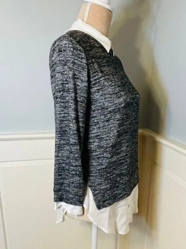 Velvet By Graham & Spencer Layered Collar Sweater Twofer Top XS White - Image 3