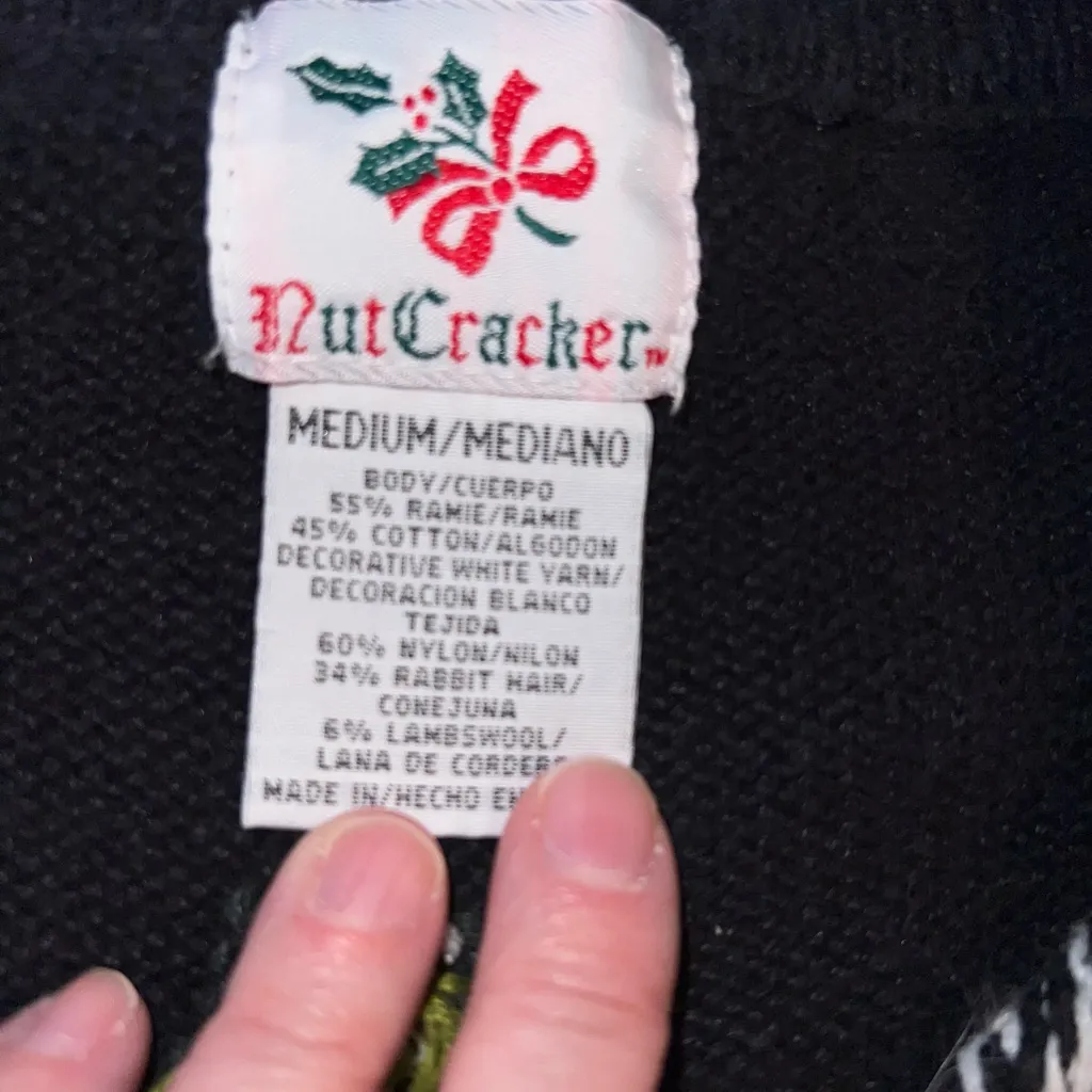 Super Cute Vintage 90s Nutcracker Ramie Cotton Cardigan Sweater! Black Size M - Image 7