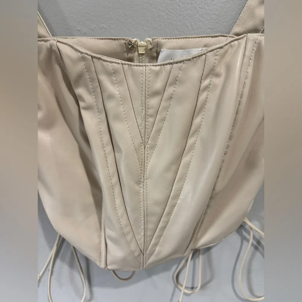 MABLE faux leather corset cropped top side tie night out trendy sexy small - Image 4
