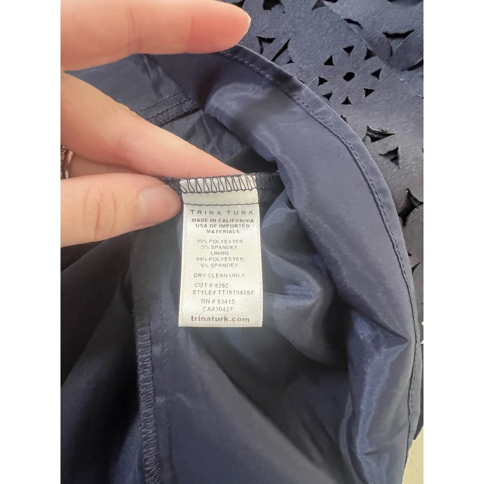 Trina Turk Cut Out‎ Dress Womens 6 Navy Blue Sleeveless Classic Preppy Chic - Image 4