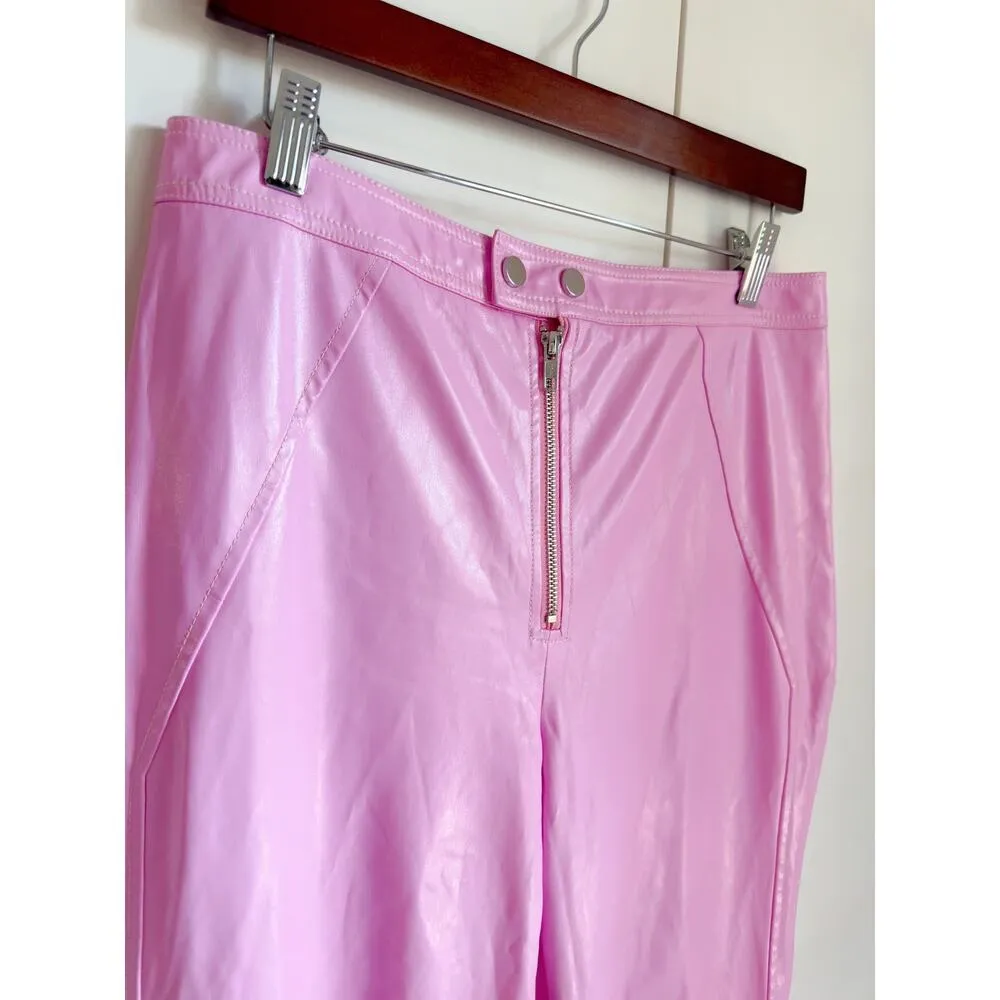 For Love & Lemons BILLIE VINYL PANTS Pastel Pink Cropped Girly Coquette Sz Lrg Size L - Image 4