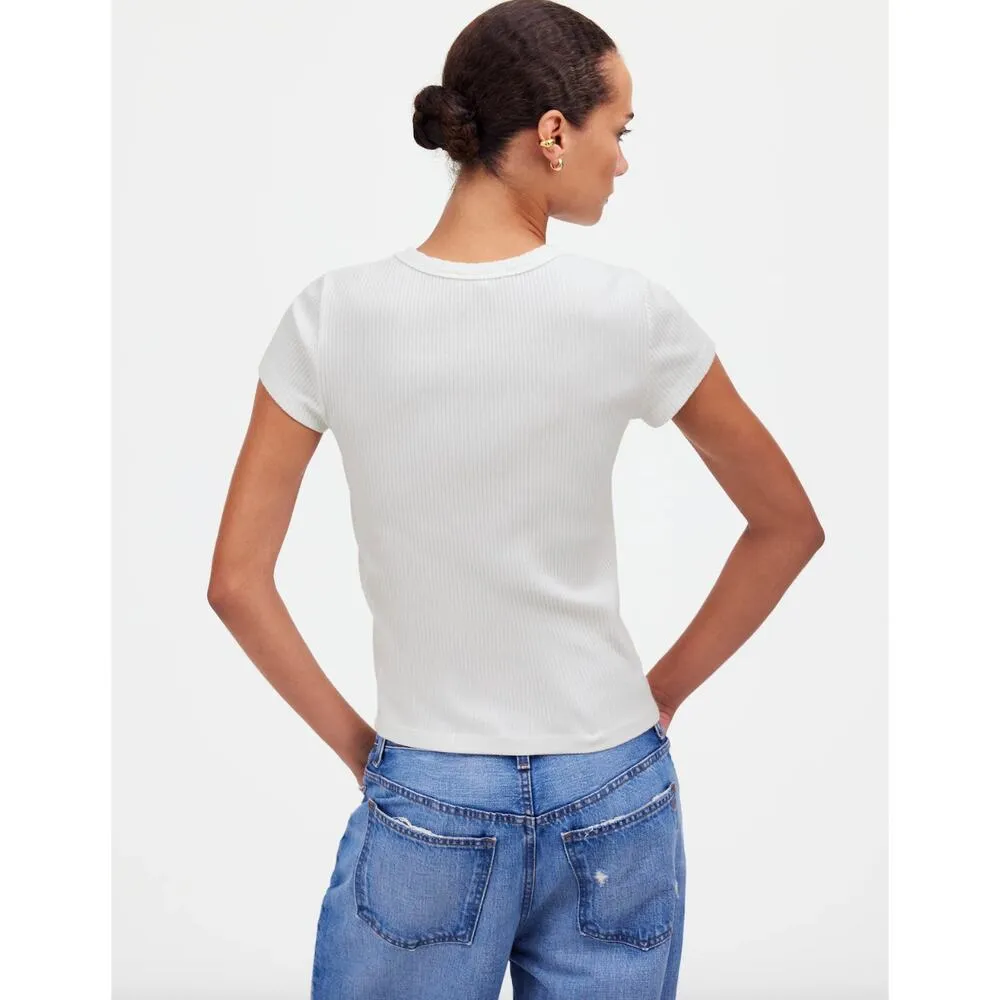 Madewell Ribbed Crewneck Tee Basics Stretch Modal Cotton Basics Small NWT - Image 3