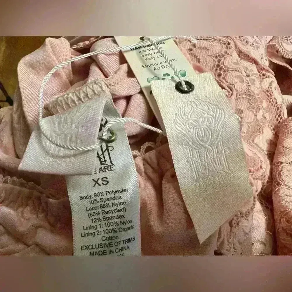 $98 We are HAH x Free People Thing Lace Pink Bodysuit Fairy Coquette - Image 3