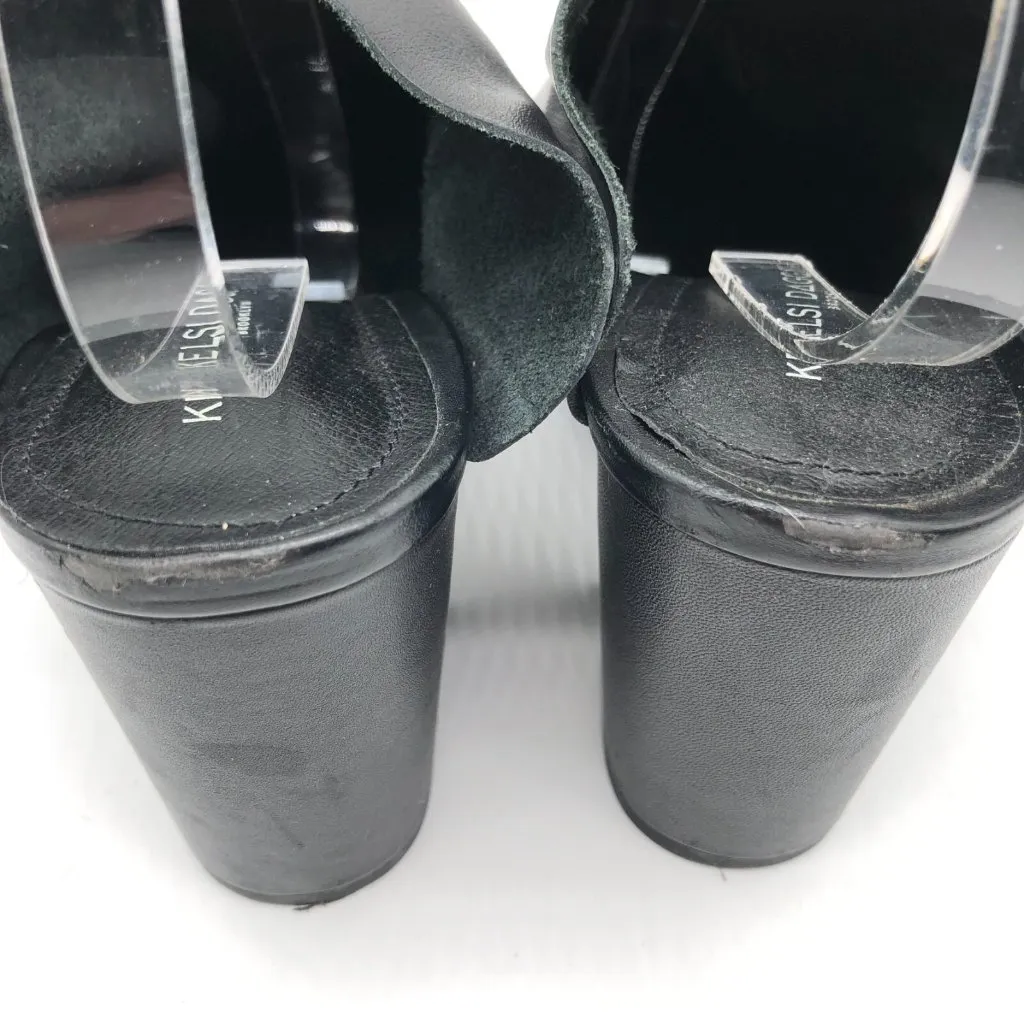 Kelsi Dagger Womens Mules Block Heel Leather Slip On Pointed Toe Black Size 9 - Image 6