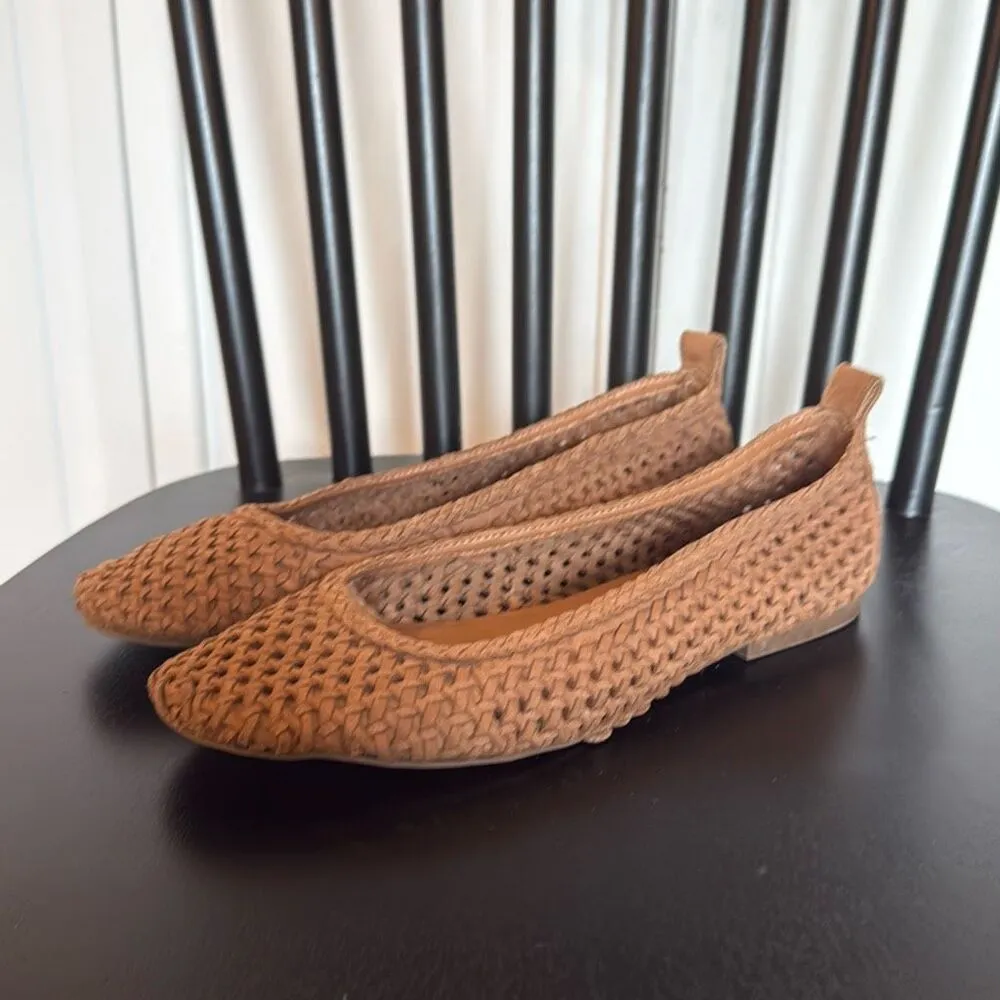 Joie leather woven flats ballet brown size 6.5 - Image 2