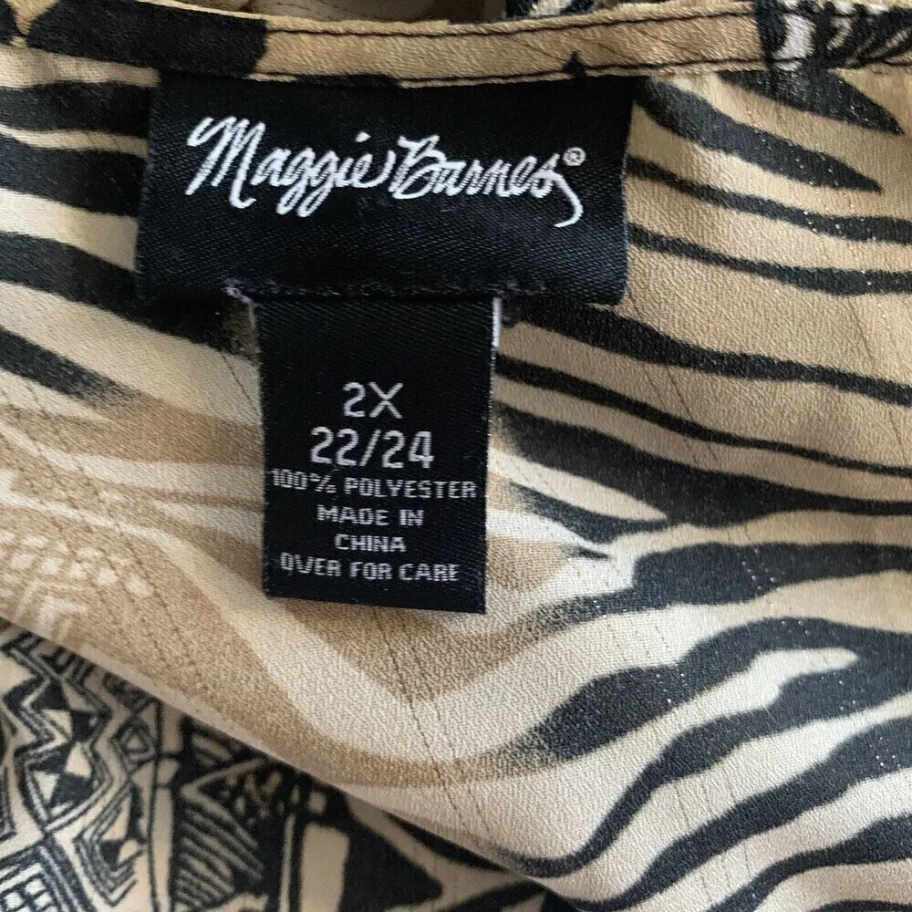 Maggie Barnes Plus Size 2X 22/24 Multicolor Artsy Abstract Print Open Cardigan - Image 4