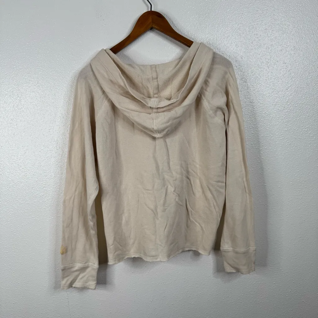 Faherty Cream Slub Cotton Hoodie Size Medium - Image 2