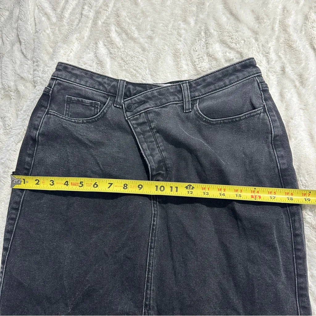 Hollister Size 30 Charcoal Ultra High Rise Front Slit Denim Skirt Hip casual - Image 7