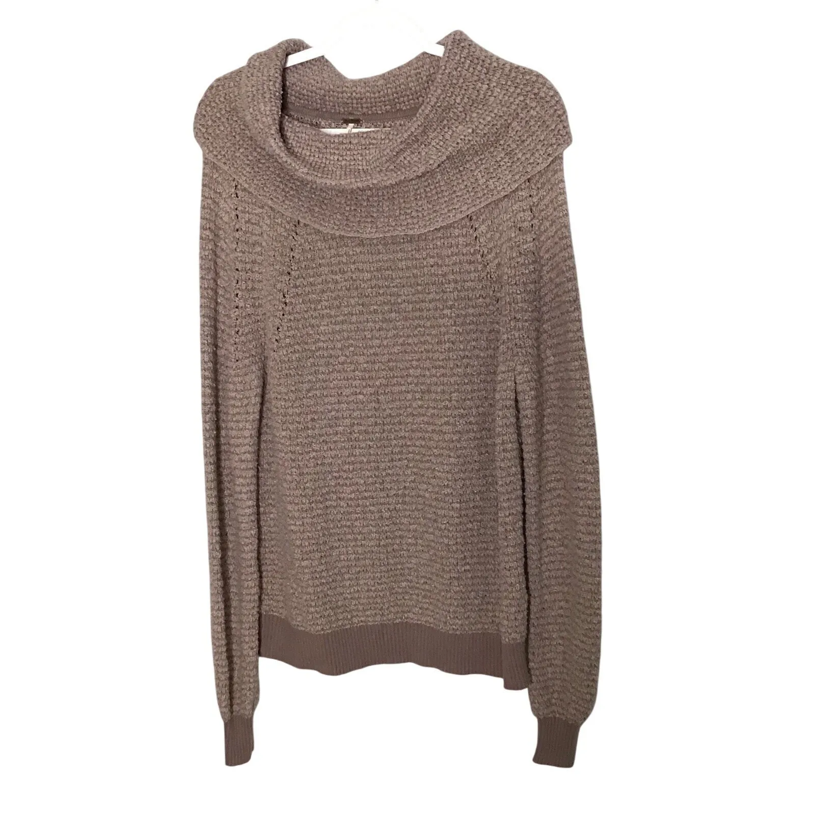 Free People By Your Side Mauve Sweater Long Sleeve Cowl Neck Do A Little Tuck Sm - Image 9