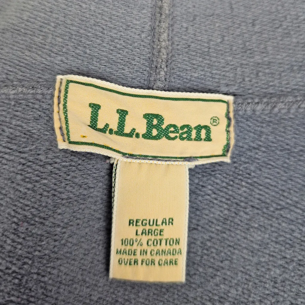 Ladies' Vintage Distressed LL Bean Sweatshirt Hoodie Cardigan Large Blue - Image 2