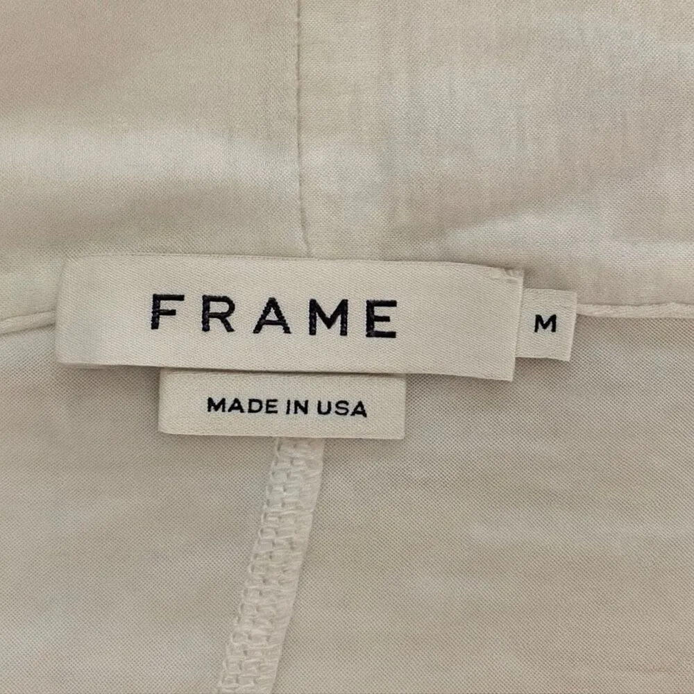 FRAME Denim White Tie-Neck Top Women’s Size M 3/4 Sleeve Blouse - Image 4