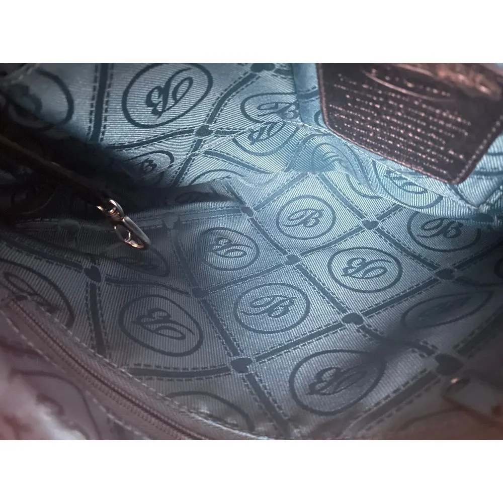 Brighton‎ Black Leather Hobo Bag with Brown Croc Trim & Silver Hardware - Image 9