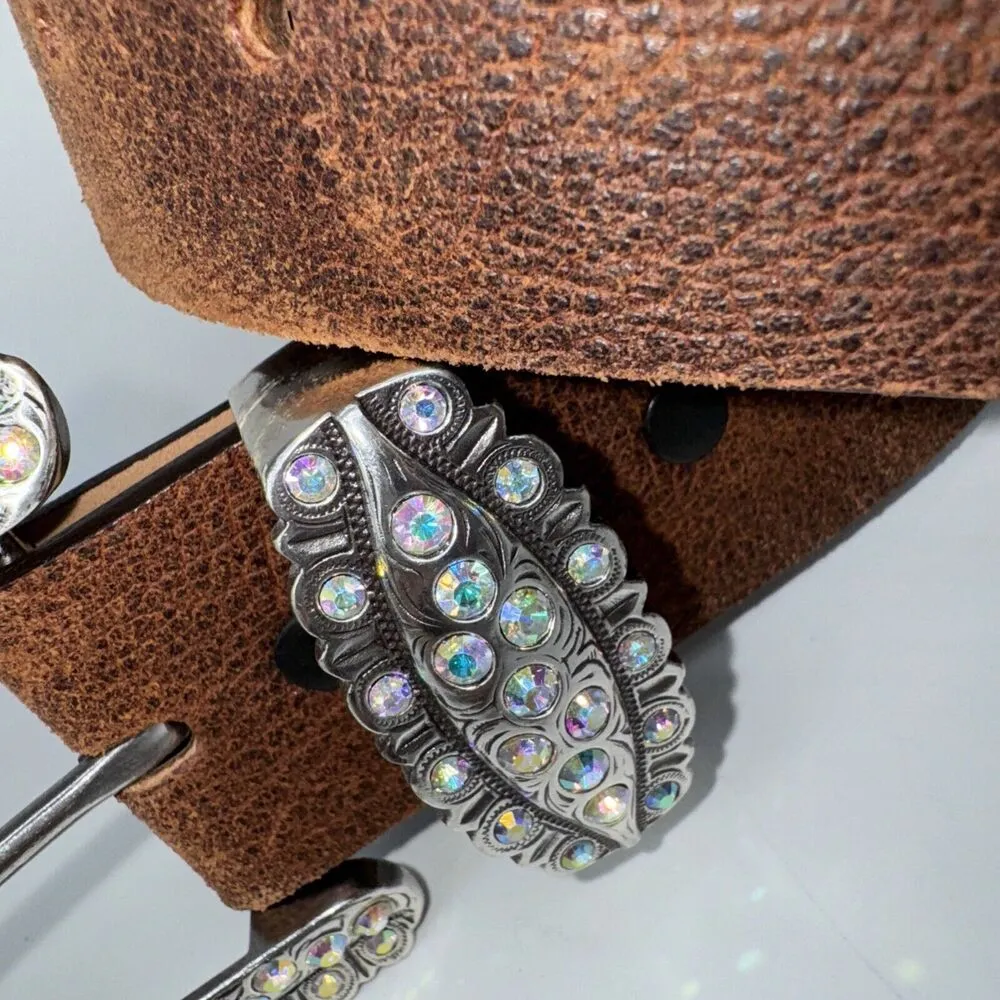 Justin Boots Western RhinestoneBelt Women's 36 Brown Leather Christianity Cross - Image 4