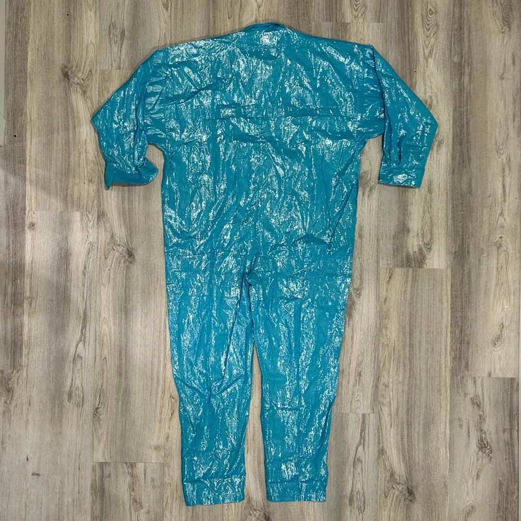 NWT Suzie Kondi Lurex Jumpsuit Blue Shimmer Oversized Long Sleeve Size XS/S Size M - Image 7