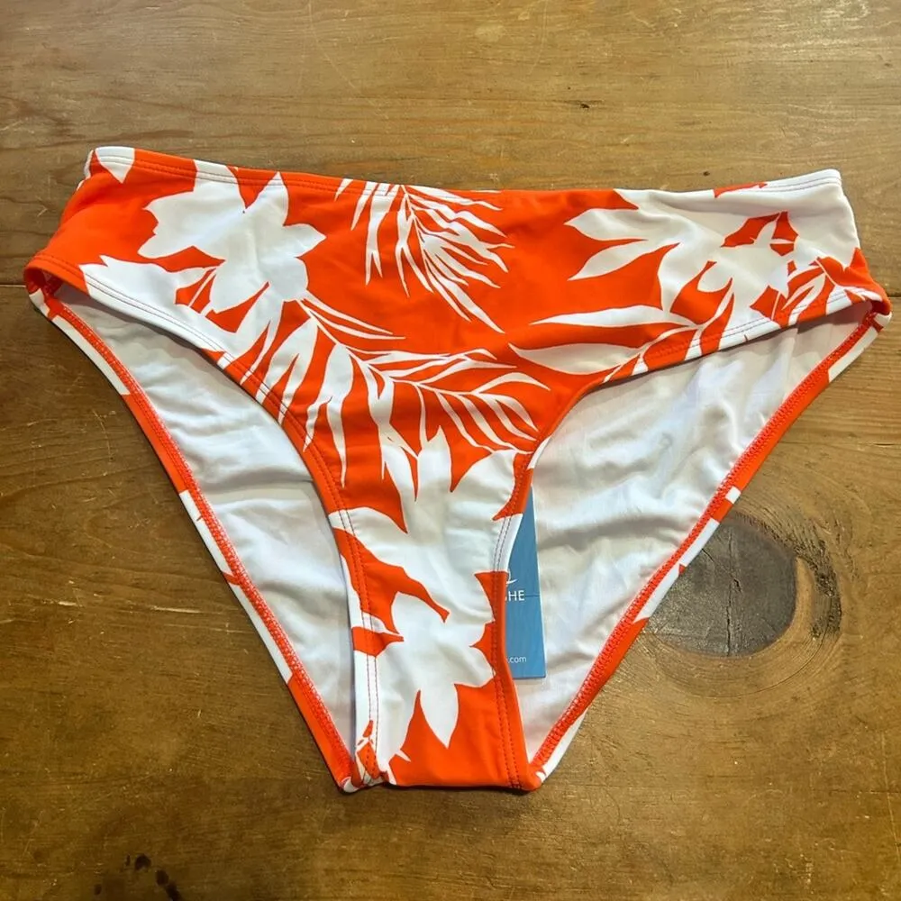 Woman’s Cupshe Palm and Leaf Orange and White Bikini Bottoms Size Medium - Image 3