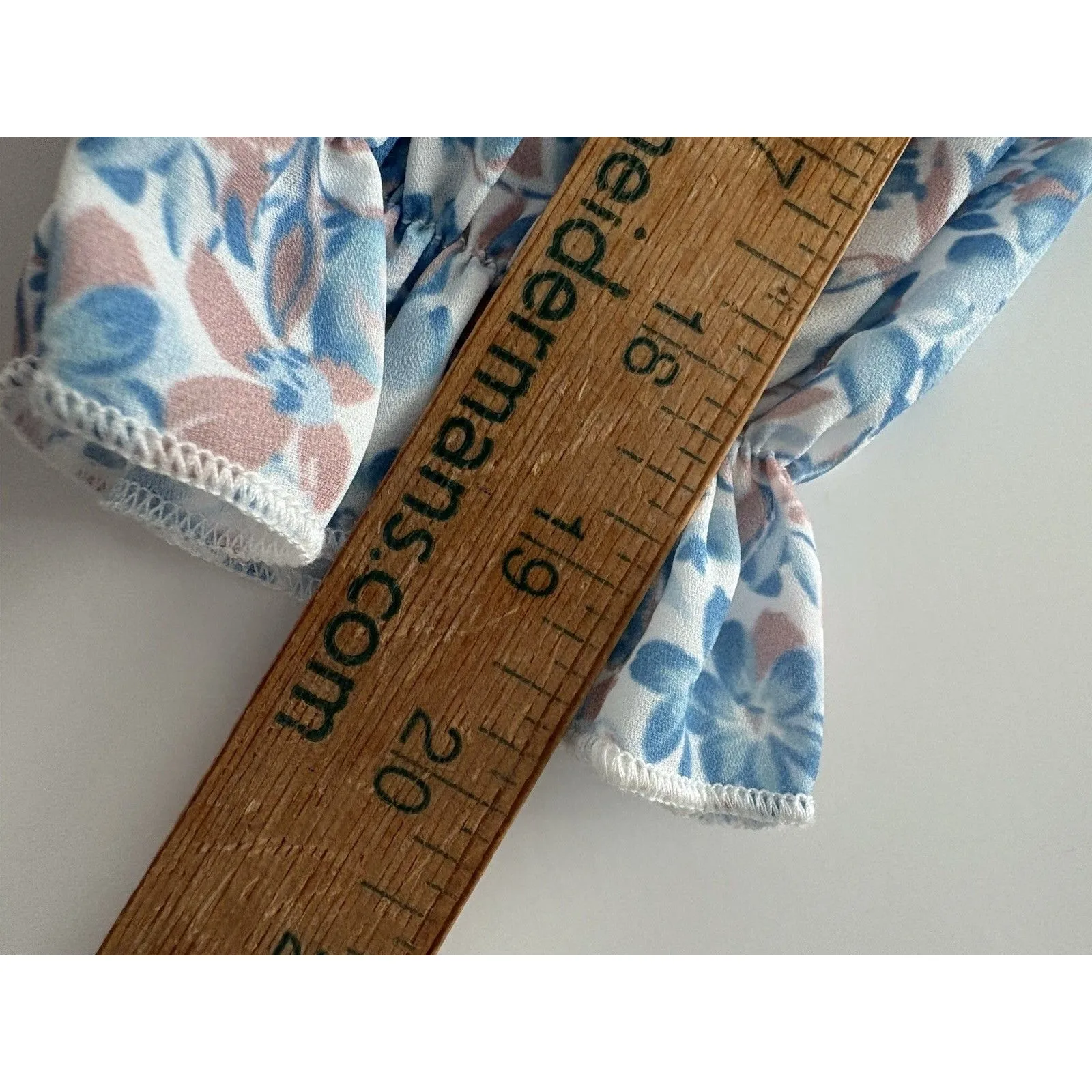 Pink Lily Milkmaid Top Size Small Blue Floral Coquette Smocked Ruffle Whimsy - Image 11