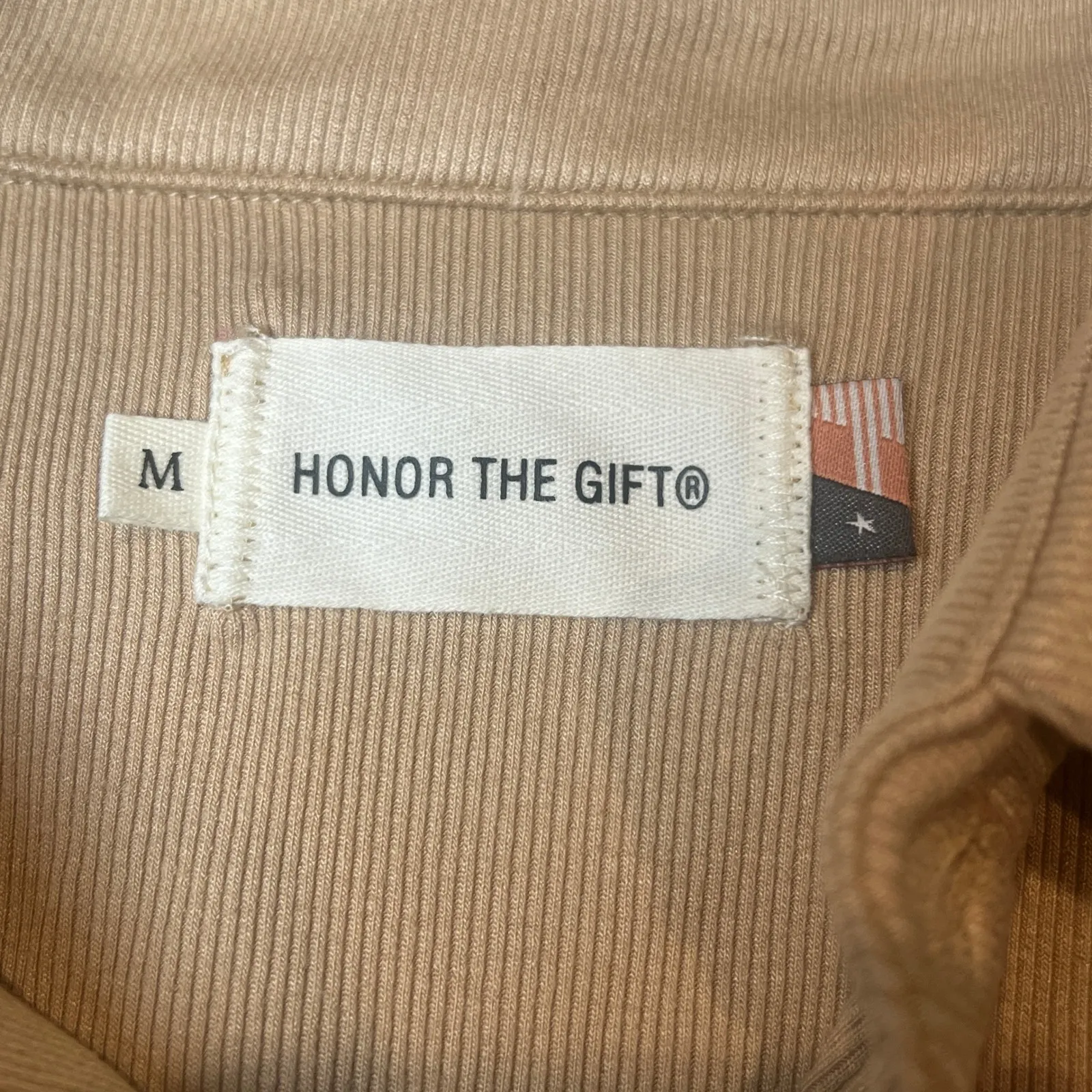 Honor The Gift Women's M Tan Ribbed Button Down Top Rayon Blend Cleanfit Preppy Size M - Image 5