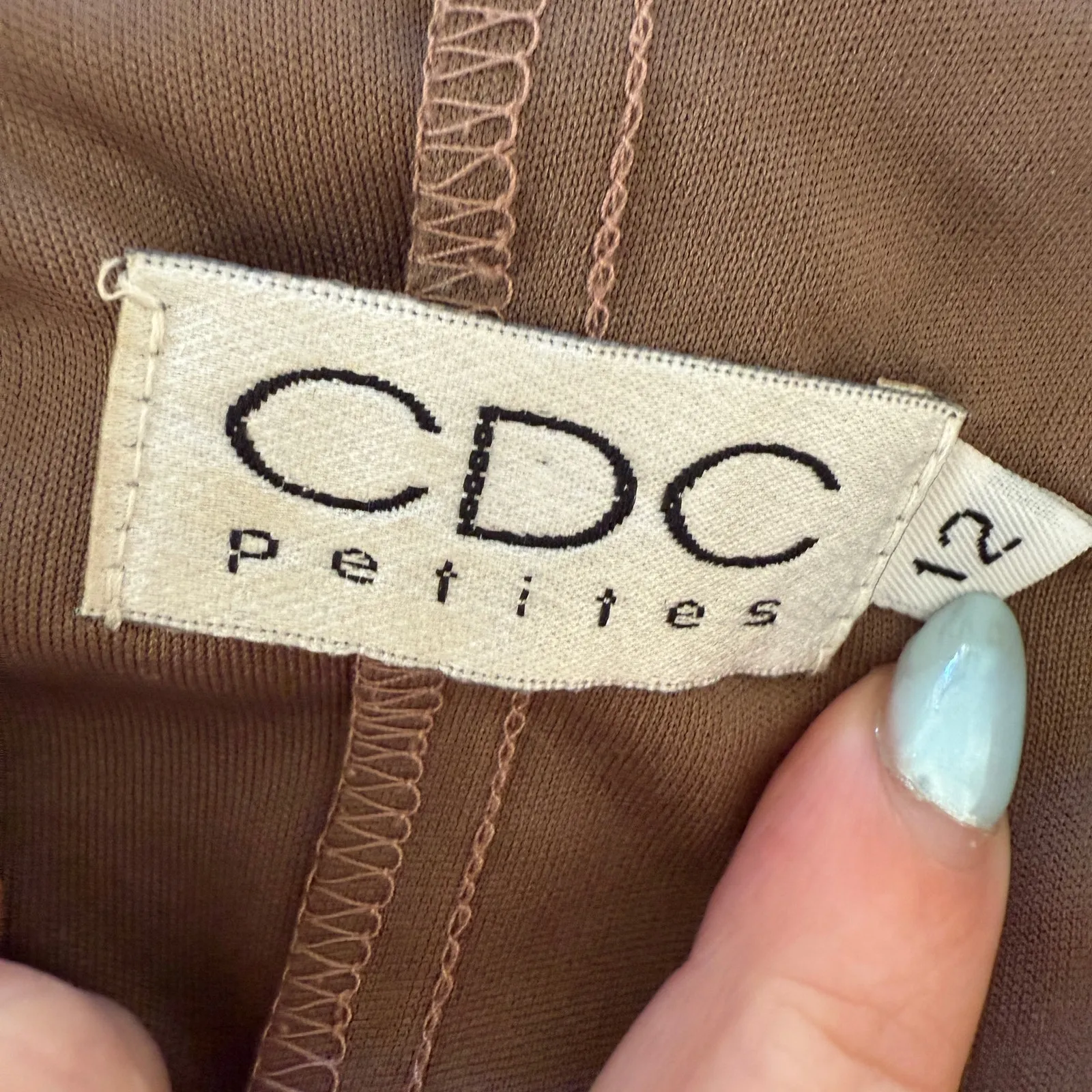 90s Vintage CDC PETITES Mottled Brown Lace Lingerie Inspired Midi Slip Dress 12P Size L - Image 6