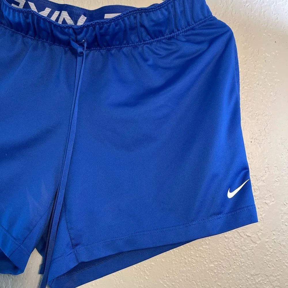 Nike Blue Athletic Shorts with Elastic Waistband Dri-Fit SZ S High-Waist Stretch - Image 2