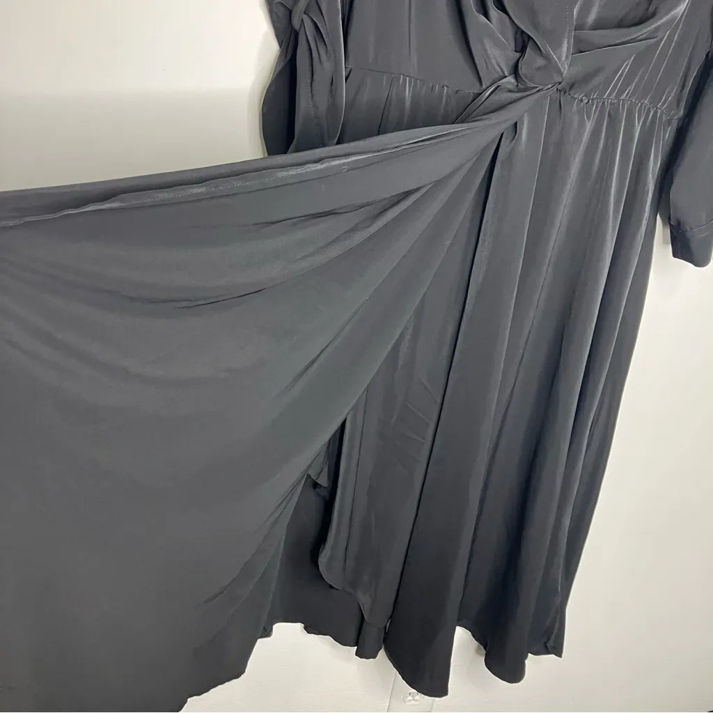 Torrid midi crepe de chine collared shirt dress black new women’s size 1X(14/16) - Image 8