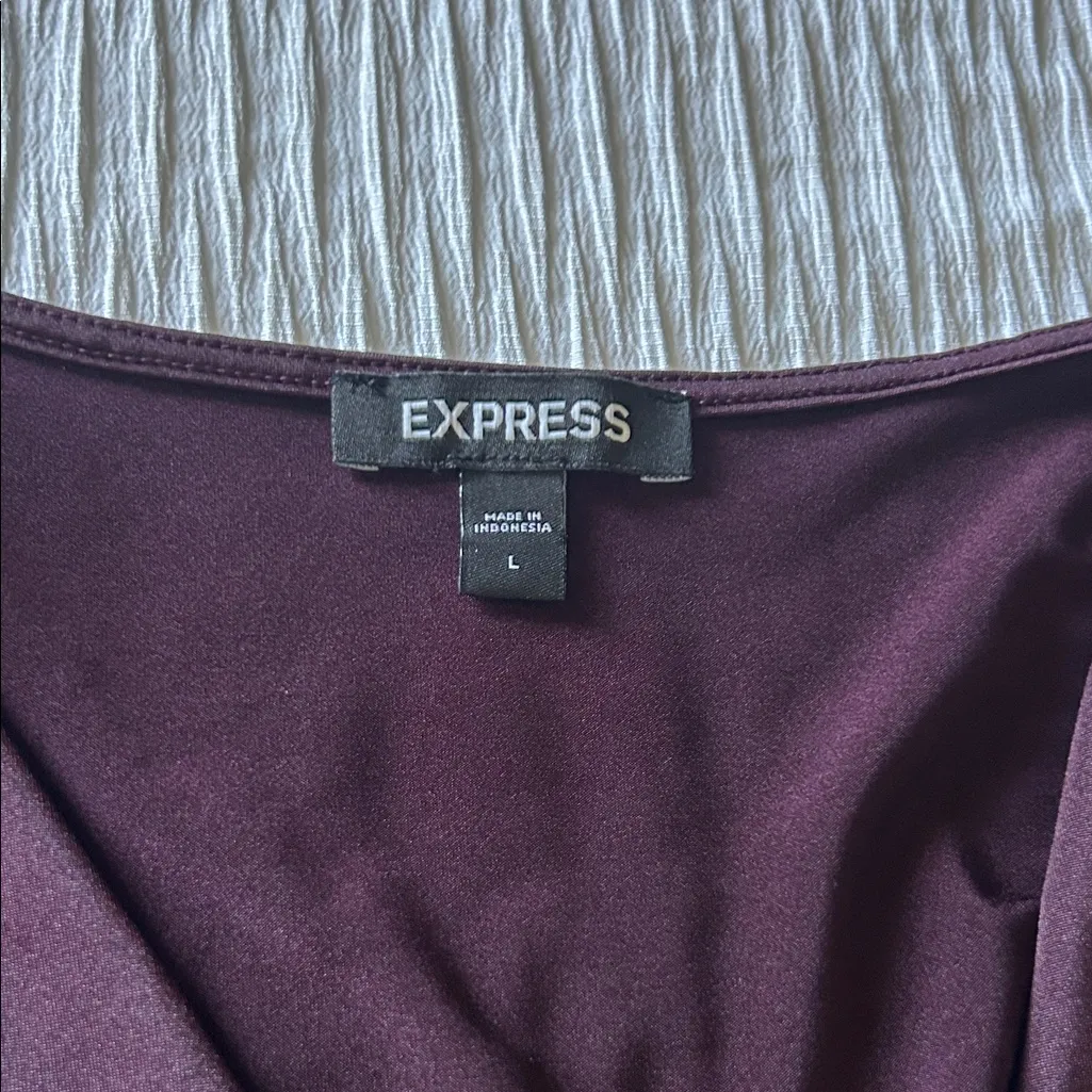 Express Deep Purple Wrap Bodysuit - Image 2