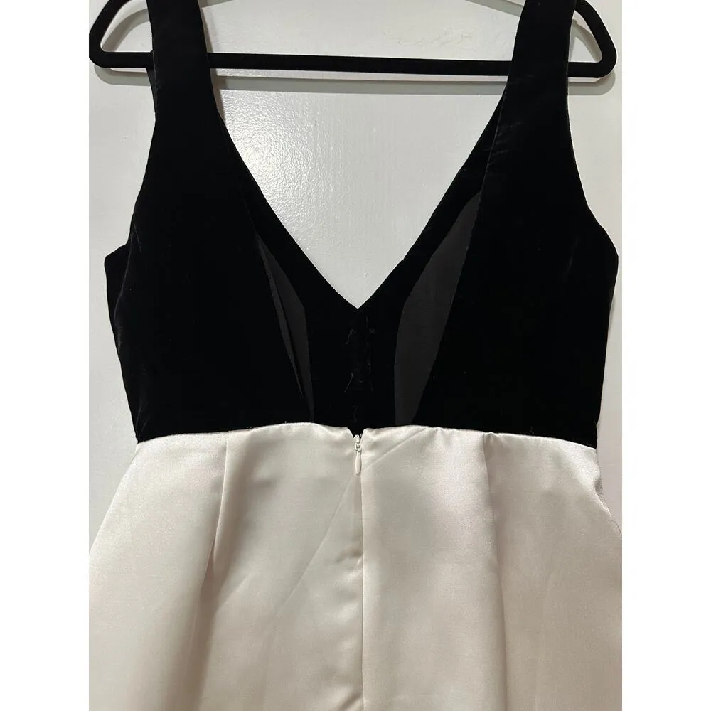 For Love and Lemons Drew Velvet Romper Black White Size Medium NWT Satin Shorts - Image 12