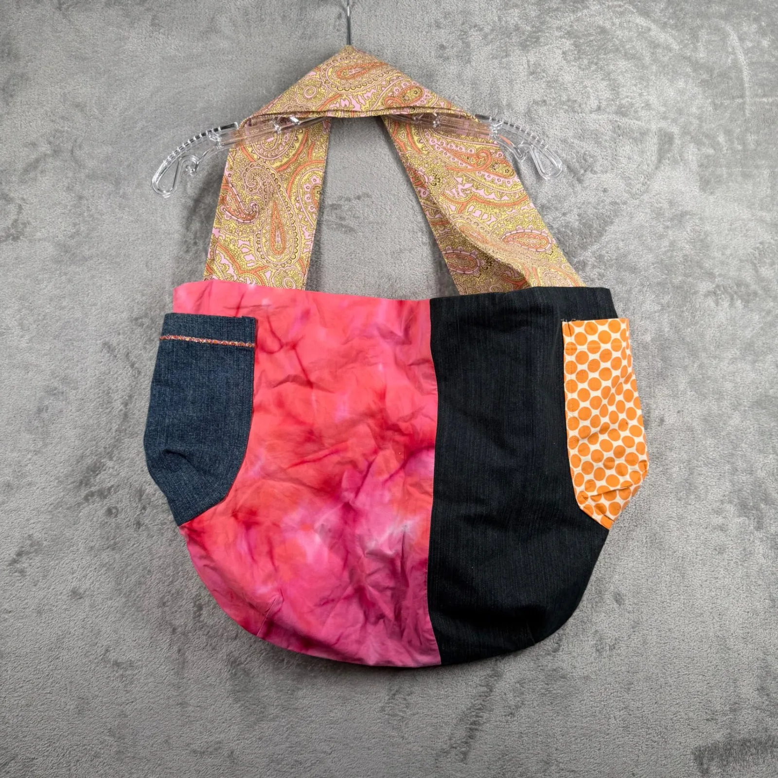 Ginger Patchwork Hobo Bag & Black Tassel Tote Set NWT Boho Eclectic Hippie Orange - Image 2