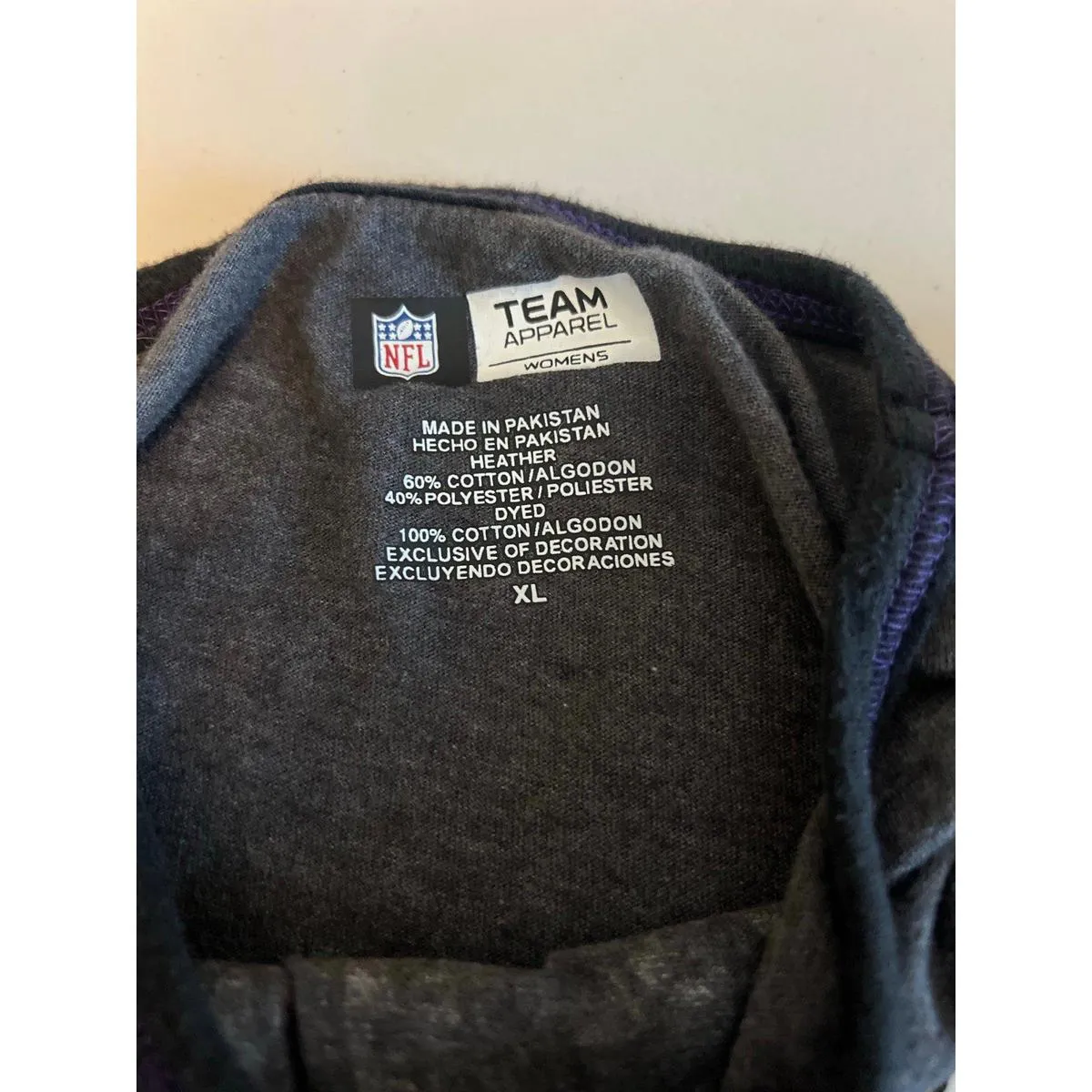 NFL Team Apparel Baltimore Ravens Long Sleeve TShirt Gray Size XL - Image 6