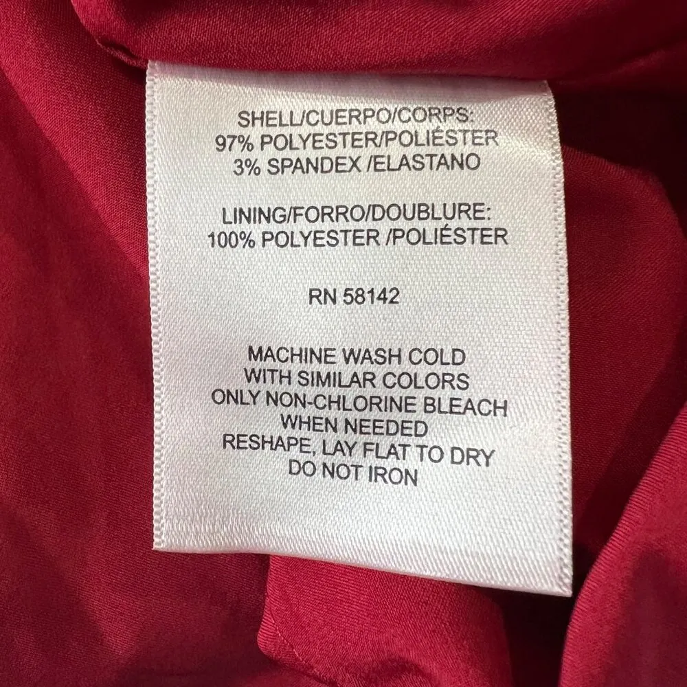 Maggy London Flutter Sleeve V-Neck Sheath Midi Dress Red Size 2 NWOT - Image 9