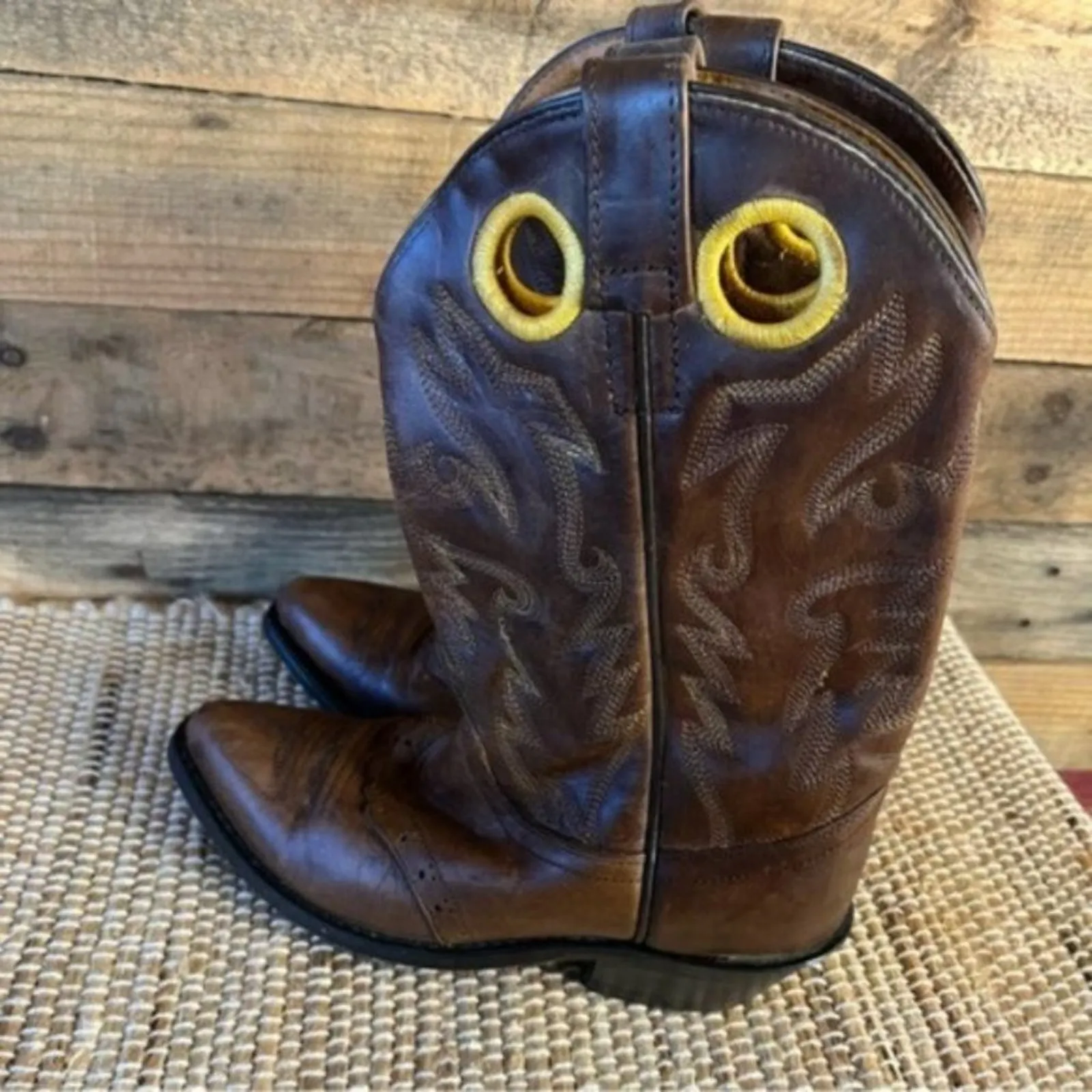 Old West Brown Cowboy Boots Size 5‎ - Image 2