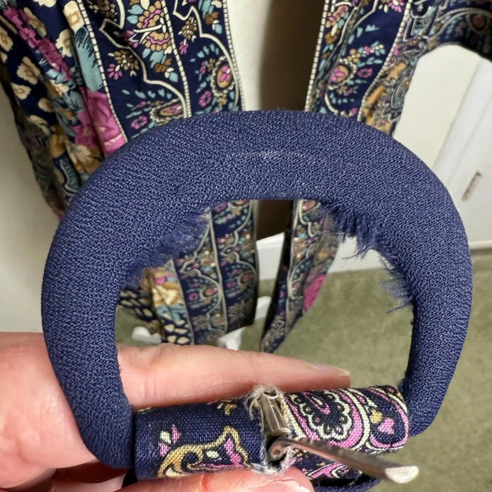 Vintage Lady Carol Petites Mixed Prints Open Front Jacket Dress w/ Belt Sz 10 Blue - Image 8