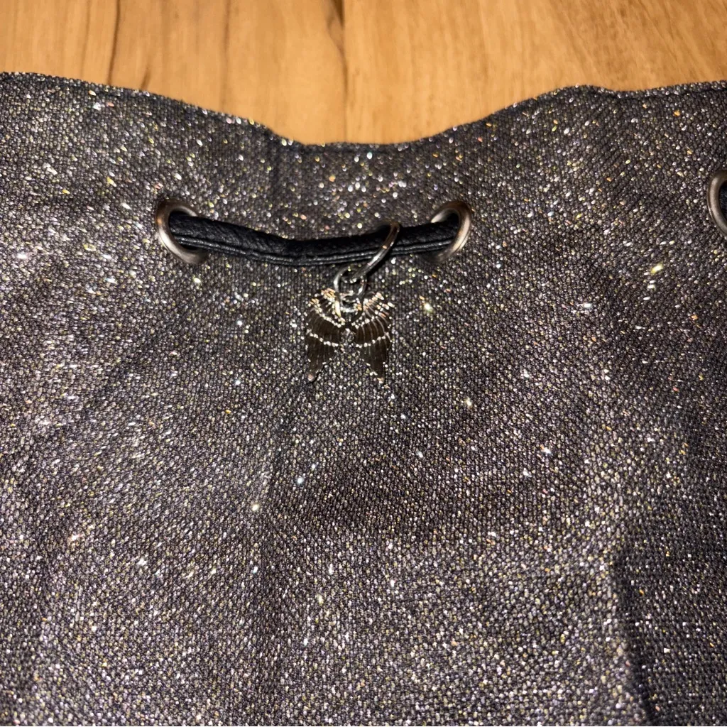 Victoria's Secret Glittery Black Drawstring Backpack - Image 2