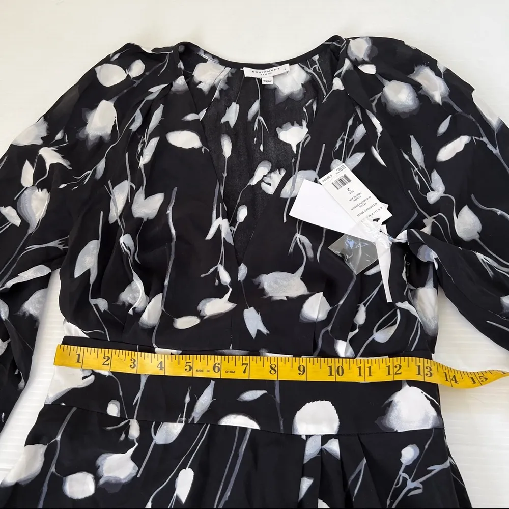 Equipment NWT Alexandria Long Sleeve Abstract Floral Mini Dress True Bla… - Image 8