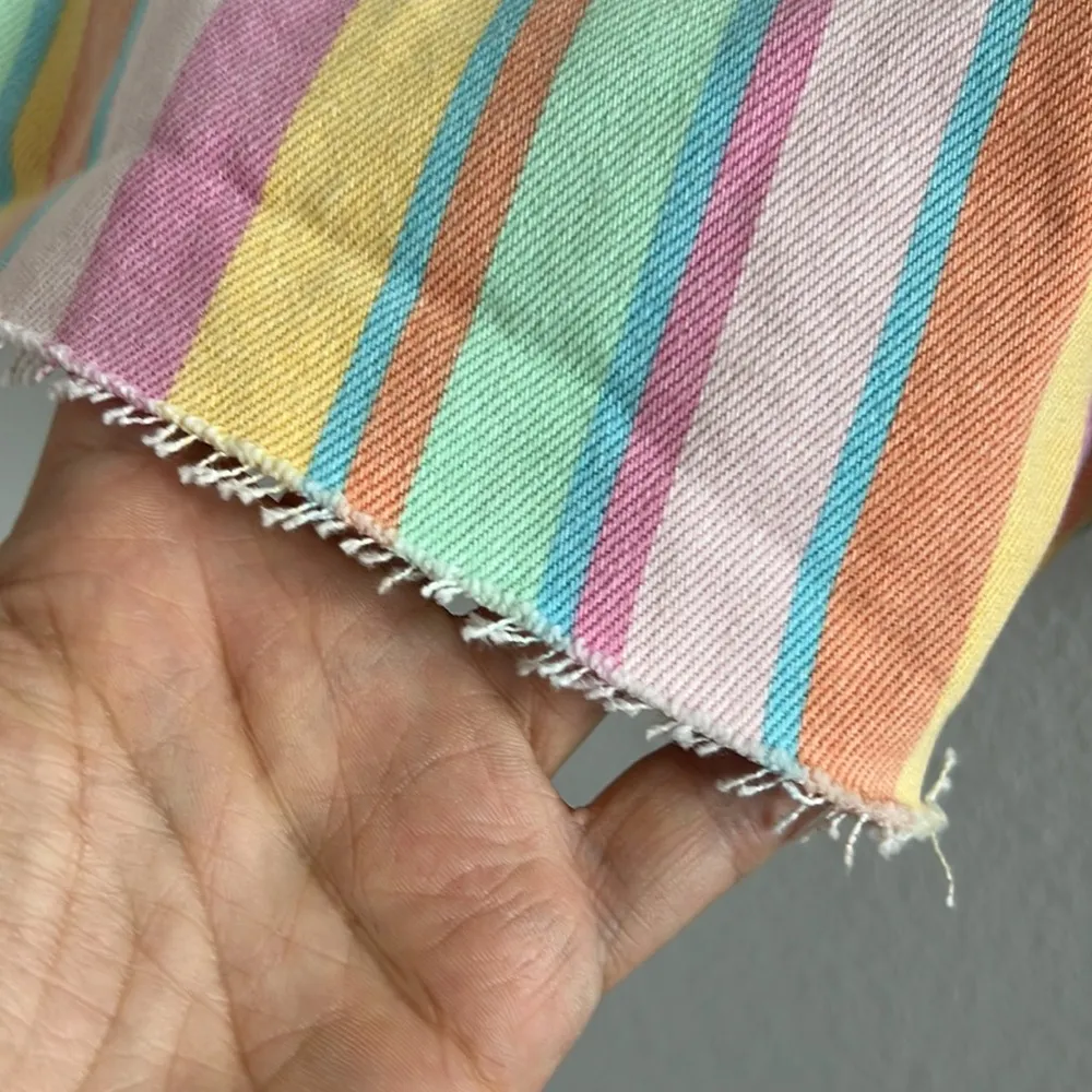 Zara Patel Vertical Stripe Cut Off Shorts USA 4 - Image 5