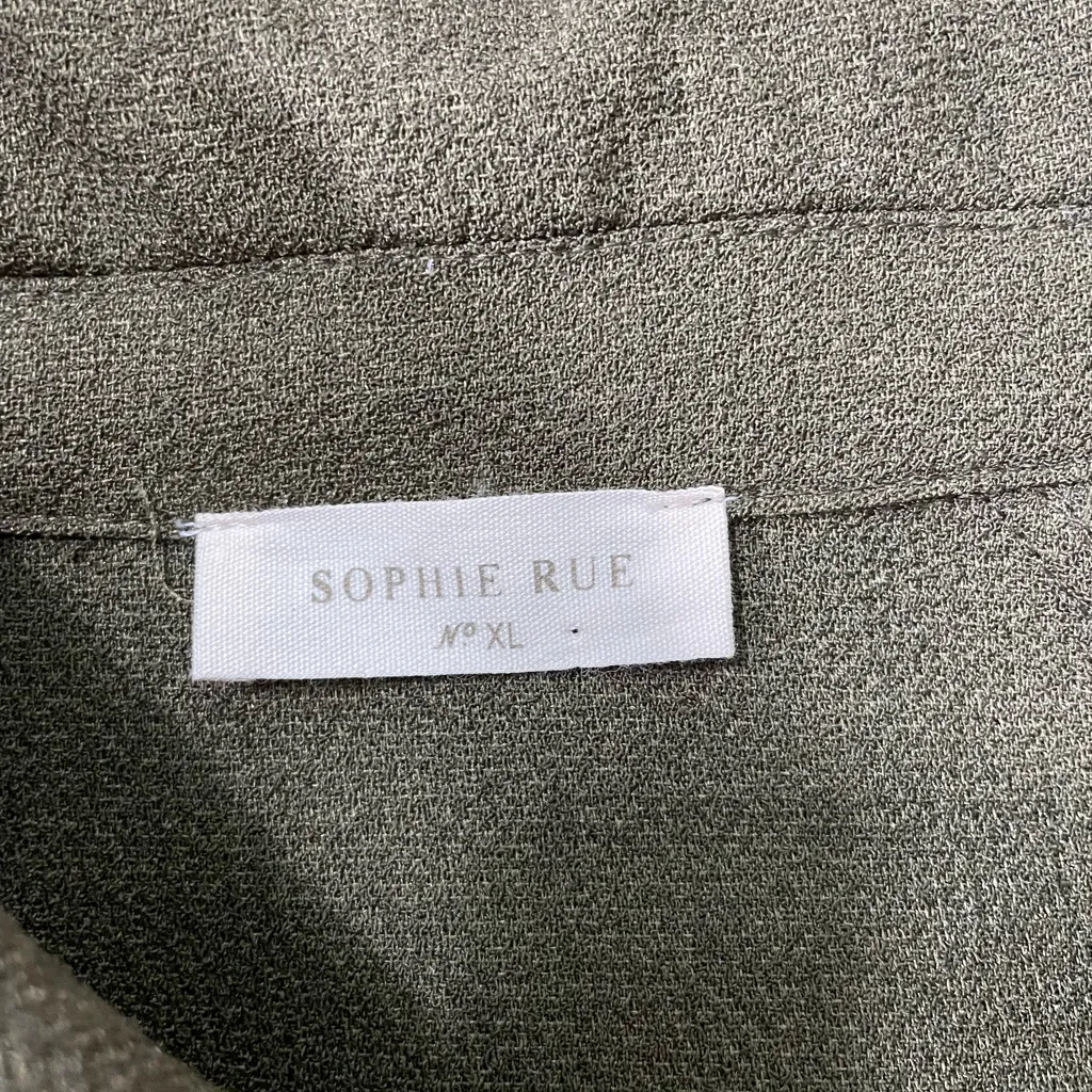 SOPHIE RUE Classic Lightweight Belted Lightweight Olive Green Trench Coat~XL - Image 11