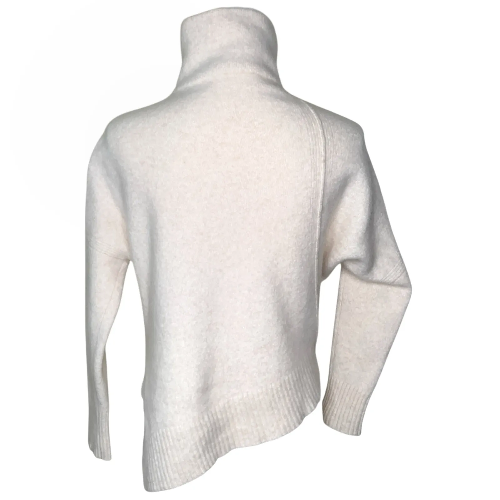 ALLSAINTS Ivory White Cream Lock Roll Neck Asymmetric Wool Turtleneck Sweater - Image 10