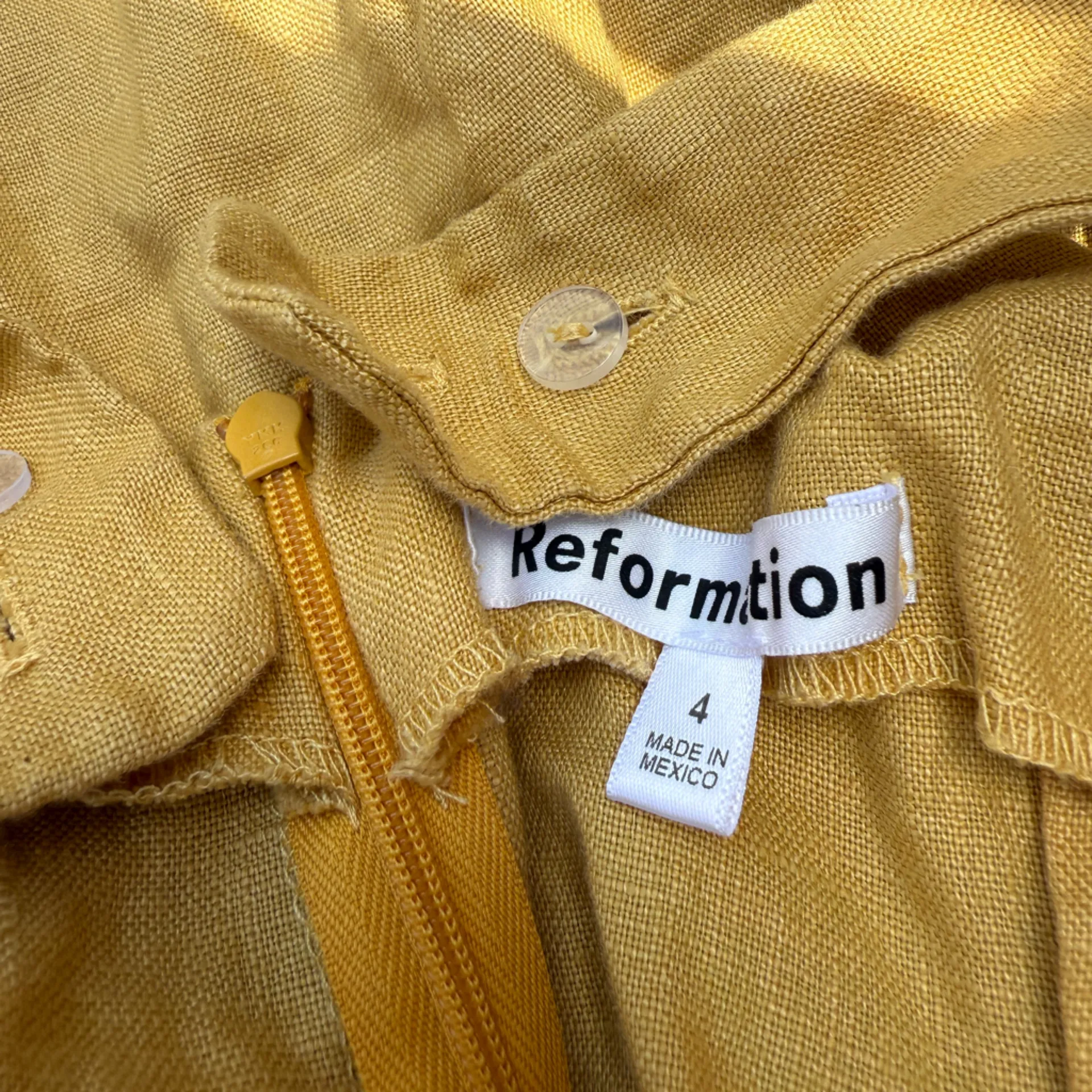 NWOT Reformation Alira Linen Midi Dress in Tuscan Sun Yellow Women’s Size 4 - Image 5