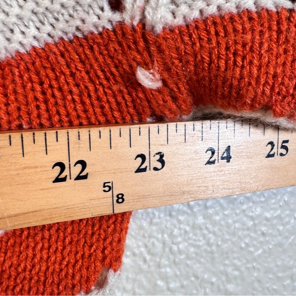 Sherry Taylor Orange Tan Open Knit Striped Sweater Womens L Chunky Fall Casual Size L - Image 3