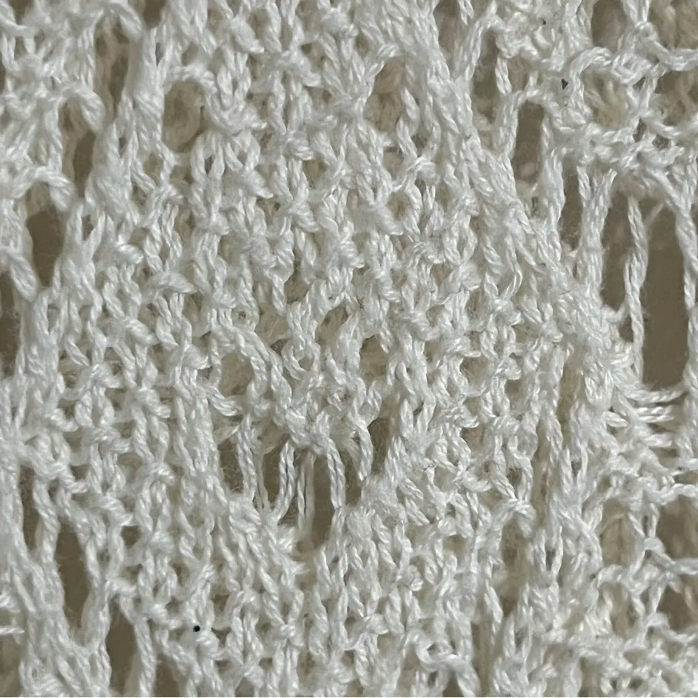 Vintage White Mossimo‎ Crochet Top Size Medium Long Sleeve Open Knit - Image 5