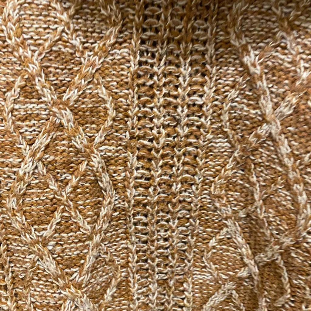 Jon & Anna Womens Cowl Neck Crochet Knit Poncho Style Sweater S  Brown & Beige - Image 5