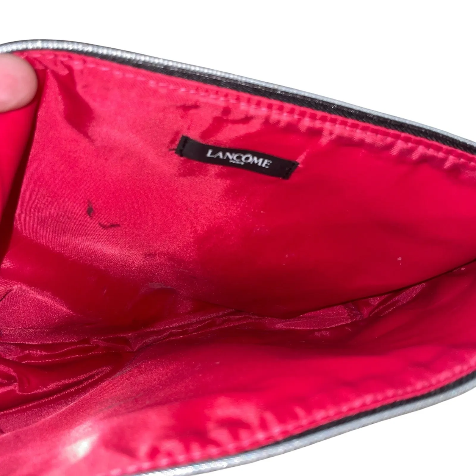 Lancome Paris‎ Black Rose Travel Cosmetic Makeup Bag L33 Hot Pink Interior 13x8 - Image 5