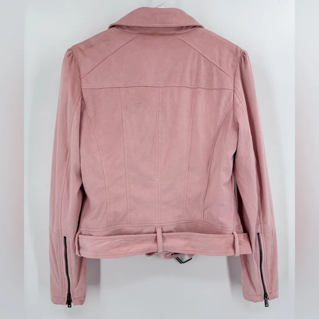 Kaari Blue Light Pink Leather Jacket - Image 4