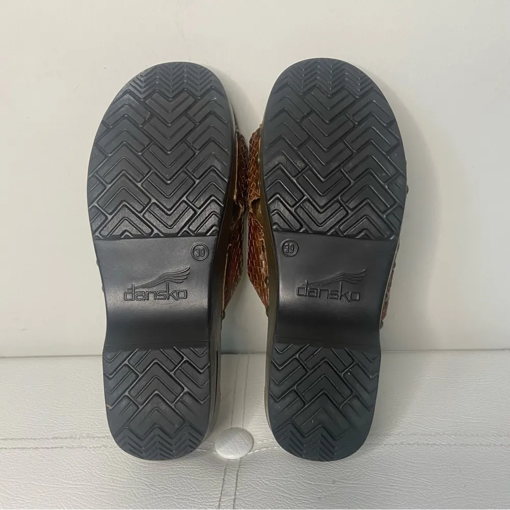 Dansko Brown Mila Braided Leather Slip On Slide  Sandals Wedges Size 39 US 8.5 - Image 9